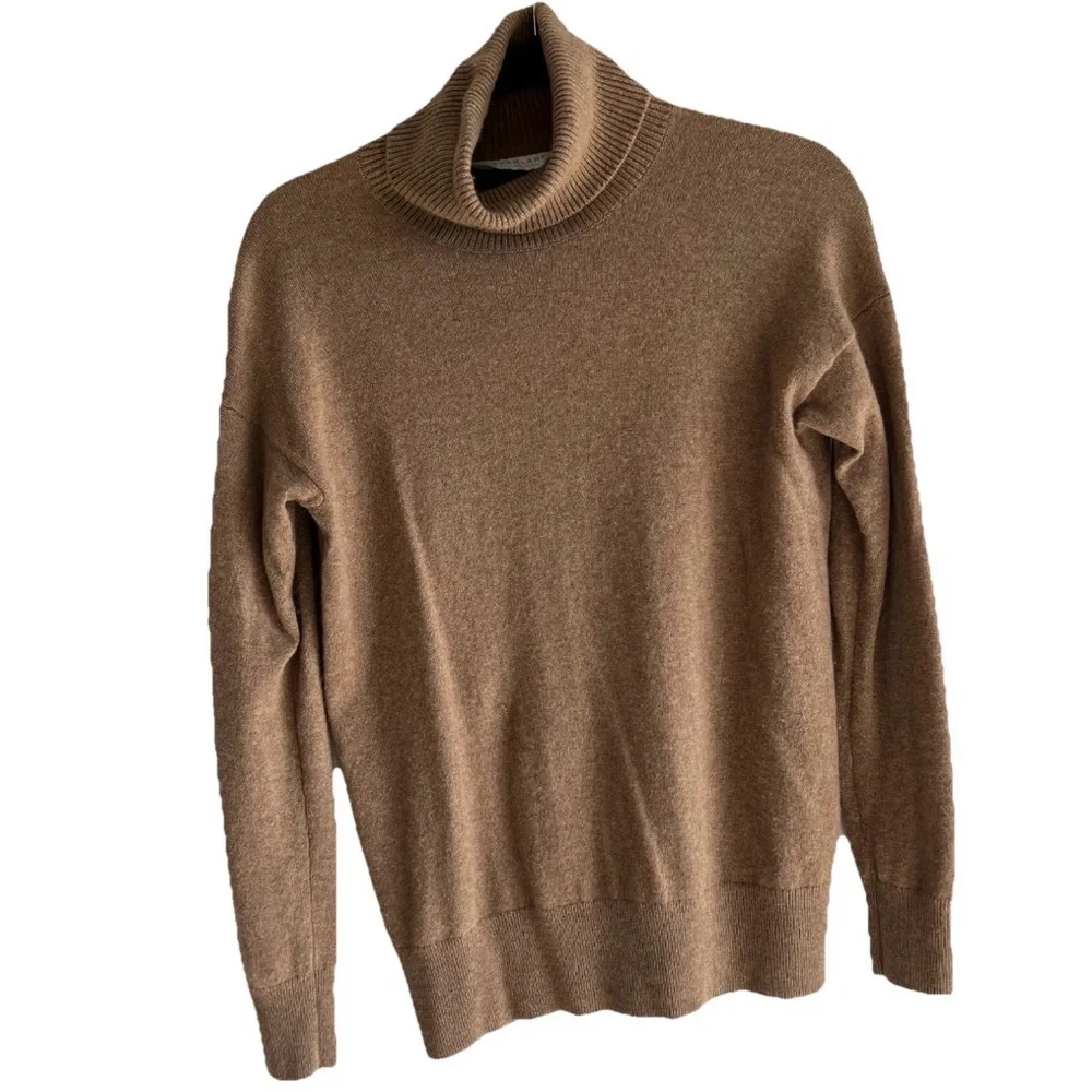 EVERLANE 100% Cashmere Brown Relaxed Fold Over Turtleneck Sweater Size XS